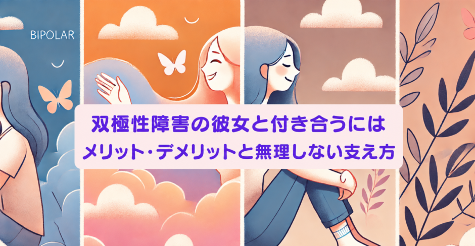 双極性障害の彼女と付き合うにはどうすればいいか、メリット・デメリットと支え方を表したアイキャッチ画像
